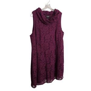 Lane Bryant NWT Size 20 Dress Purple Lace Overlay Cowl Neck Sleeveless Stretch